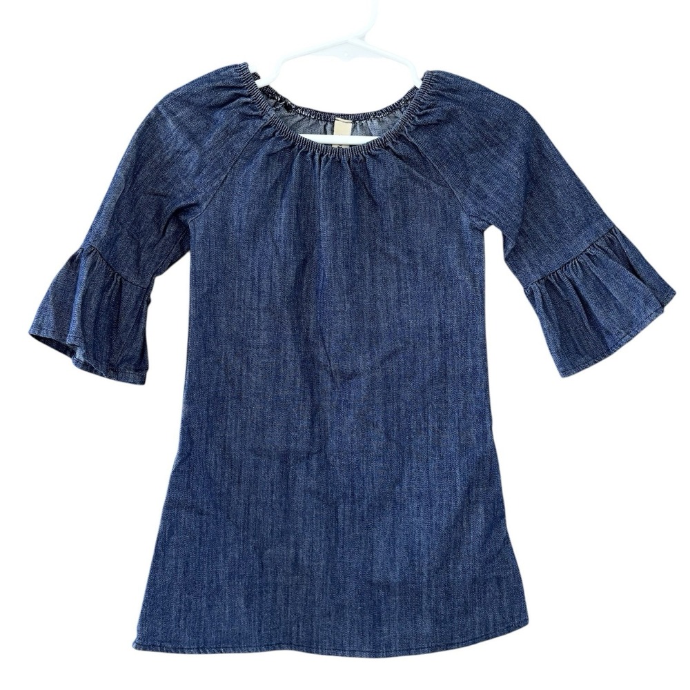 Pomelo Chambray Denim Dress Blue Girls 2T Bell Sleeves Boho 100%‎ Cotton USA
